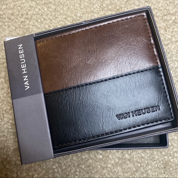 VAN HEUSEN FAUX LEATHER BLACK/BROWN WALLET❗️ - Picture 3 of 6